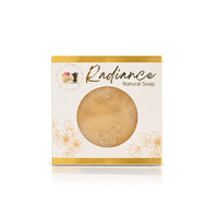 Radiance Turmeric Gold Foil Soap — daily glow bar with kojic dipalmitate, turmeric, honey, and shea butter, finished with shimmering gold foil.