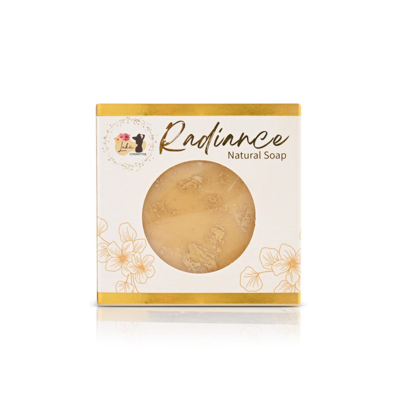 Radiance Turmeric Gold Foil Soap — daily glow bar with kojic dipalmitate, turmeric, honey, and shea butter, finished with shimmering gold foil.
